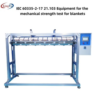 Badanie koce Aparatura do badania wytrzymałości mechanicznej IEC60335-2-17 rysunek BB.1 do BB.3 z prędkością 33 obr./min Prędkością pręta